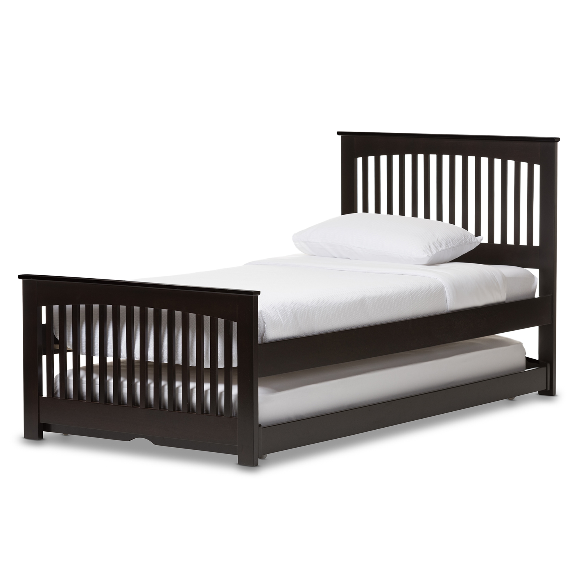 Baxton Studio Hevea Twin Size Dark Brown Solid Wood Platform Bed with